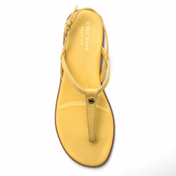 COLE HAAN FLORA THONG SUNSET GOLD LEATHER YELLOW SZ 8.5 - Picture 1 of 7
